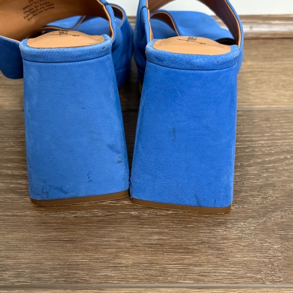 Free People Women's Suede Love is Everywhere Platform Block Heeled Sandals Blue - Picture 6 of 11